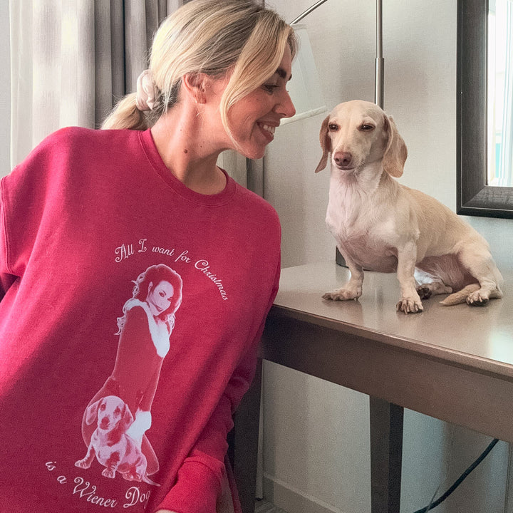 all i want for christmas unisex crew | cranberry - bean goods