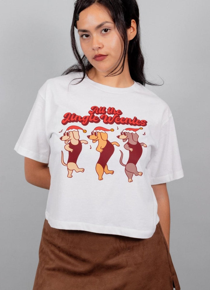 all the jingle weenies boxy cropped tee - bean goods