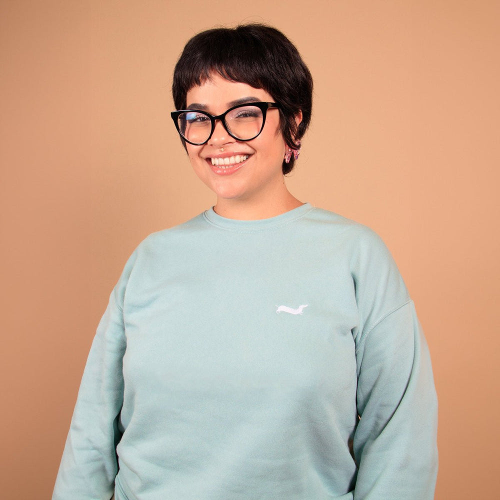 bean goods basics | embroidered unisex premium crew sweatshirt | sage - bean goods