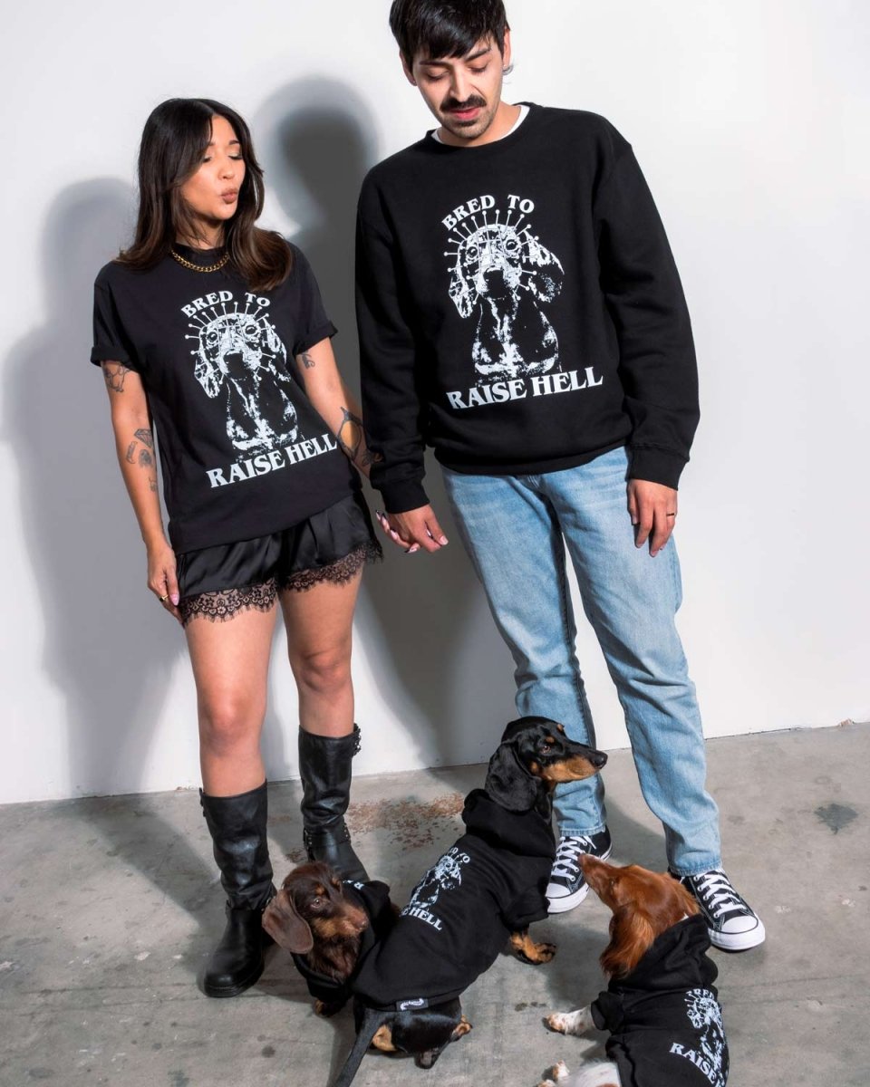 bred to raise hell doxie hoodie - bean goods