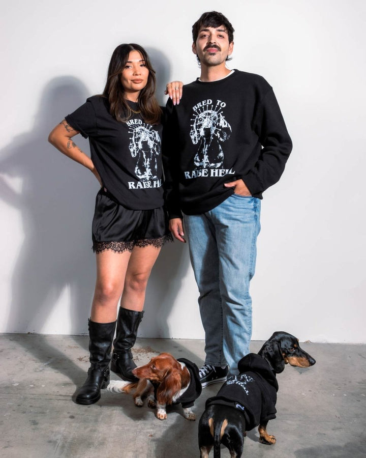 bred to raise hell unisex crew sweatshirt - bean goods