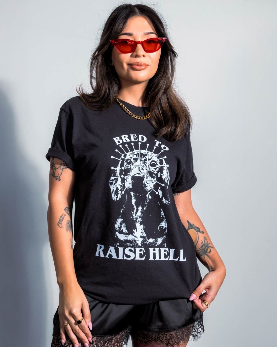 bred to raise hell unisex tee - bean goods