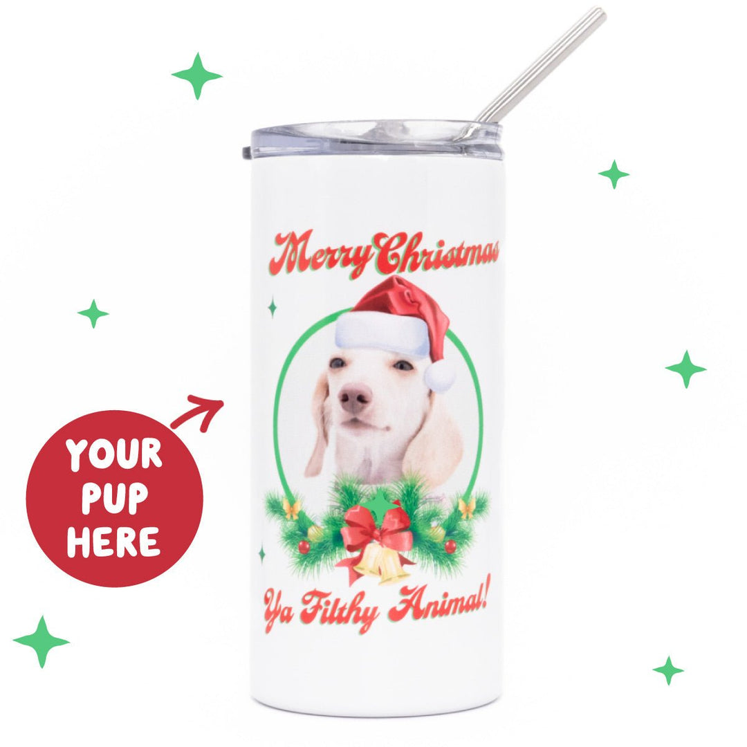 custom merry christmas ya filthy animal tumbler - bean goods