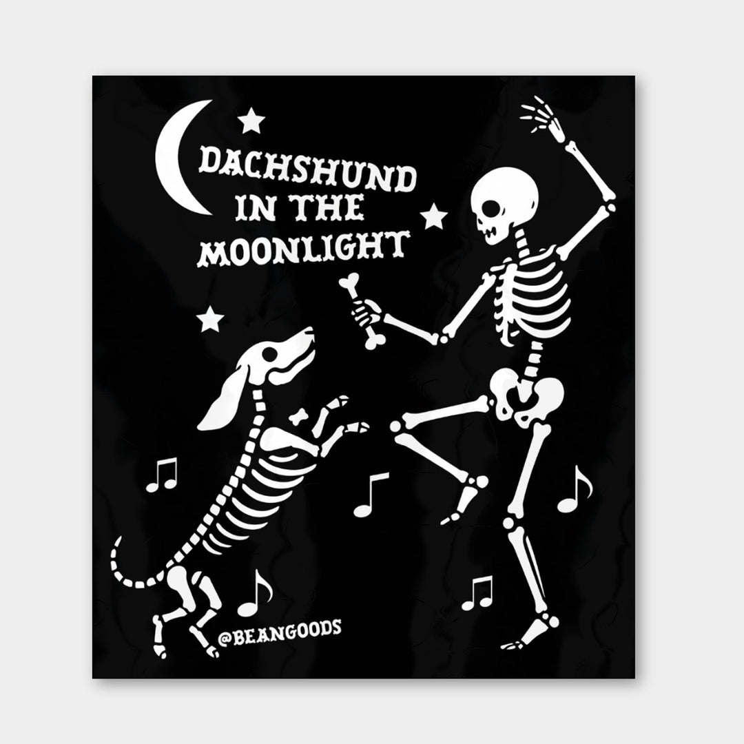 dachshund in the moonlight sticker - bean goods