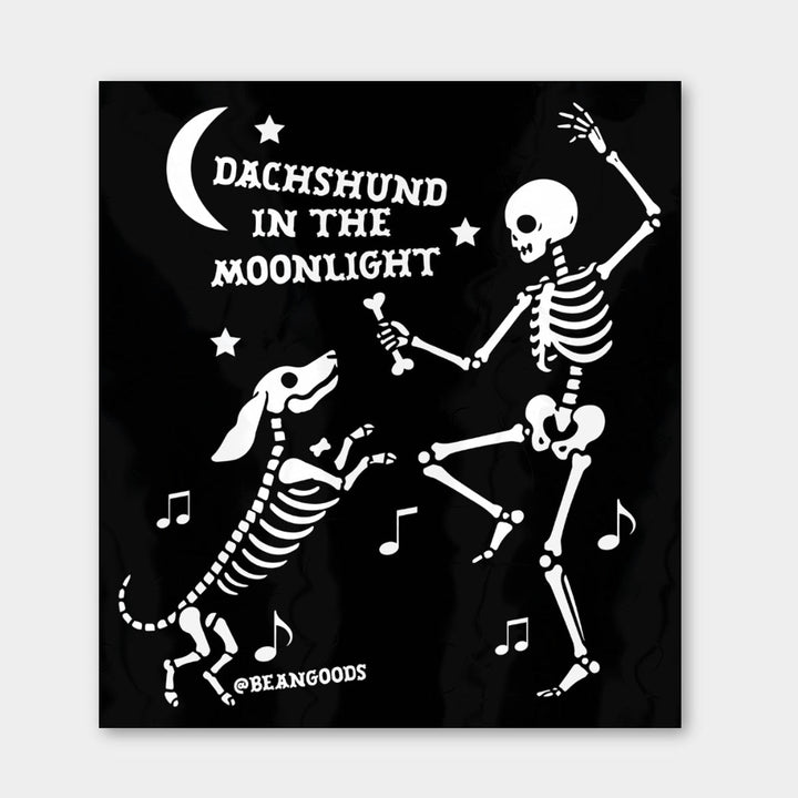 dachshund in the moonlight sticker - bean goods