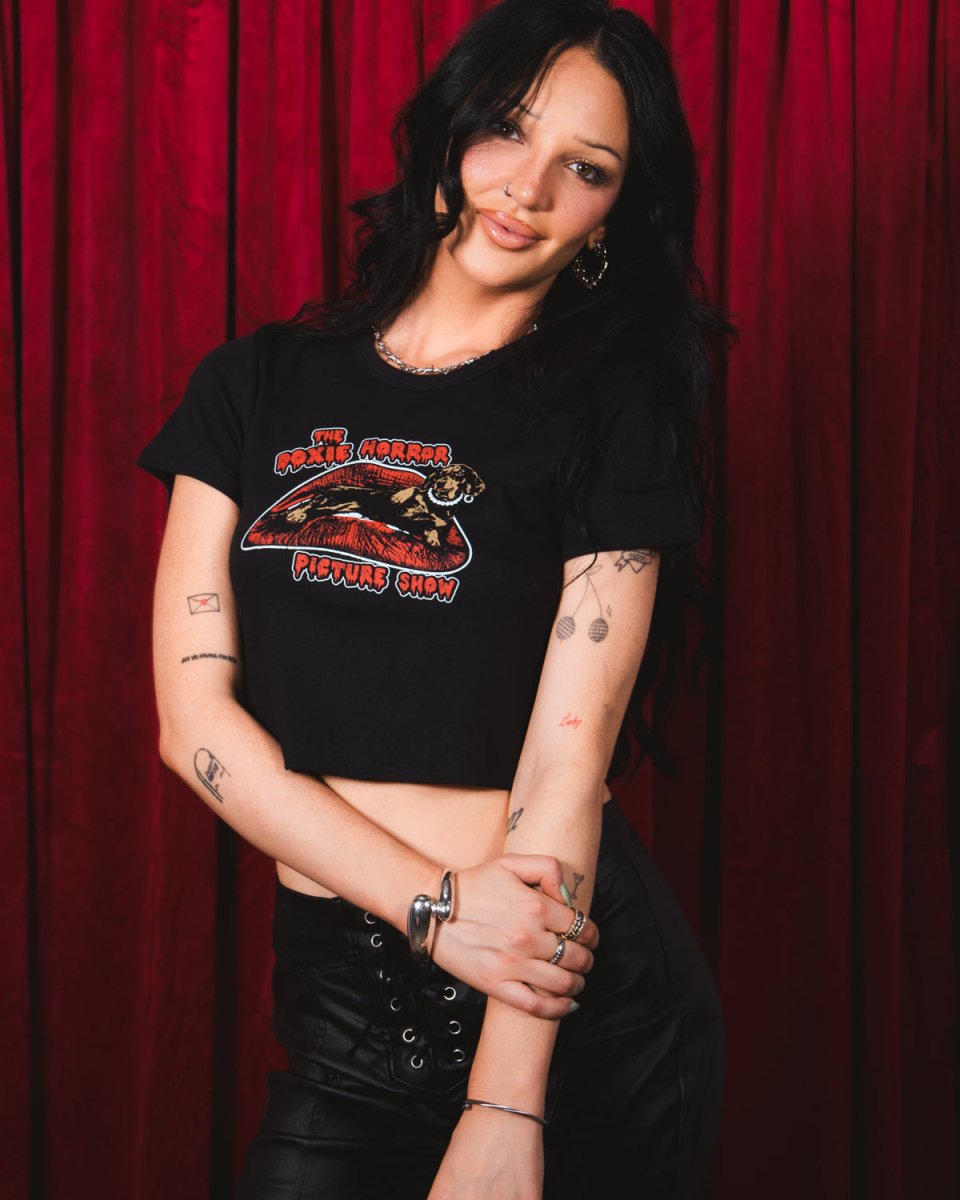 doxie horror picture show ribbed cropped tee - bean goods