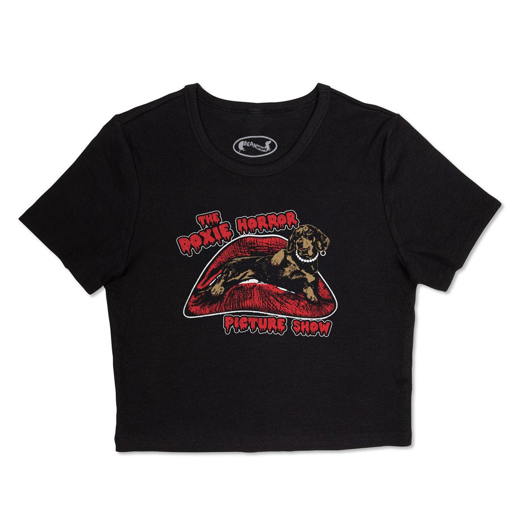 doxie horror picture show ribbed cropped tee - bean goods