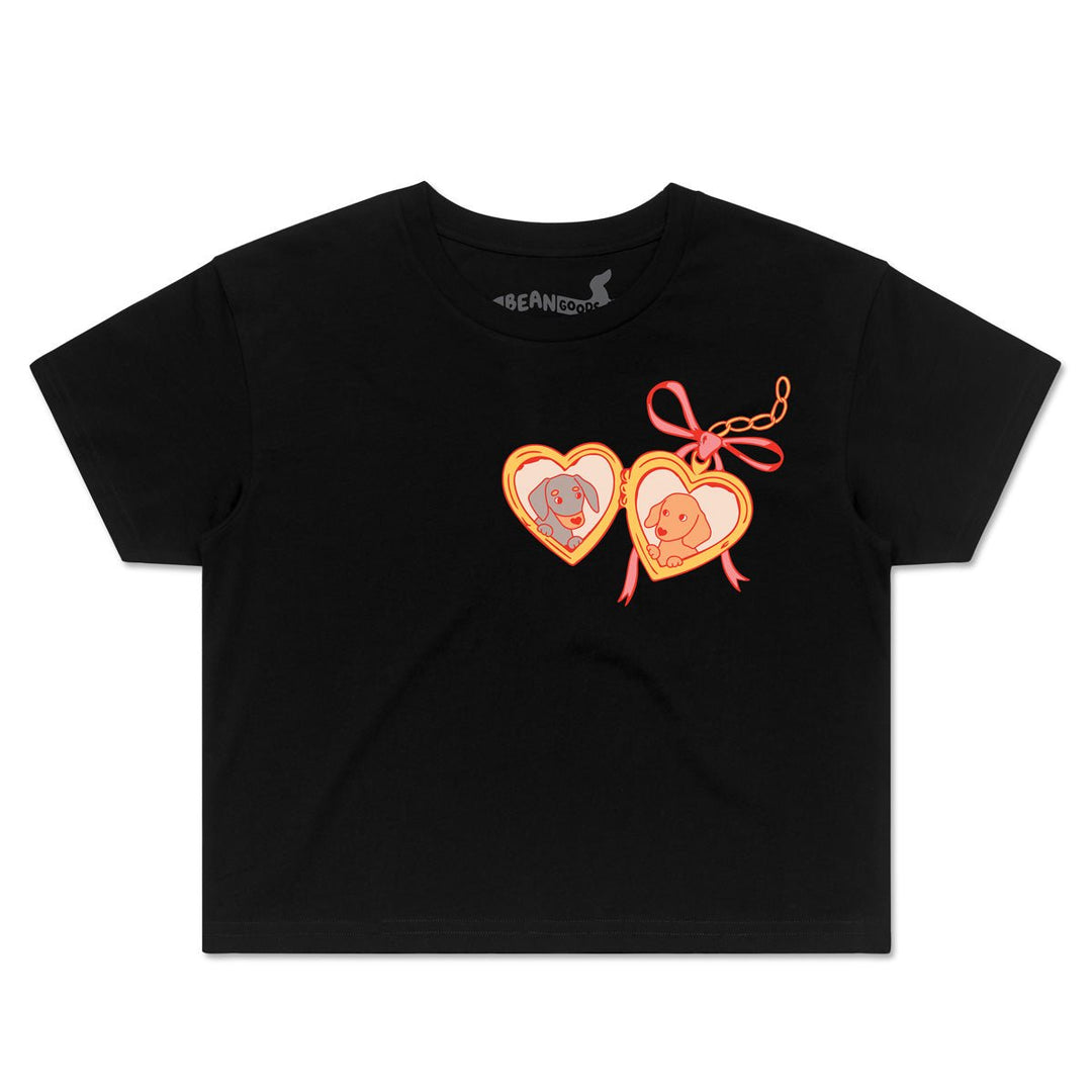 doxie locket cropped tee | black - bean goods