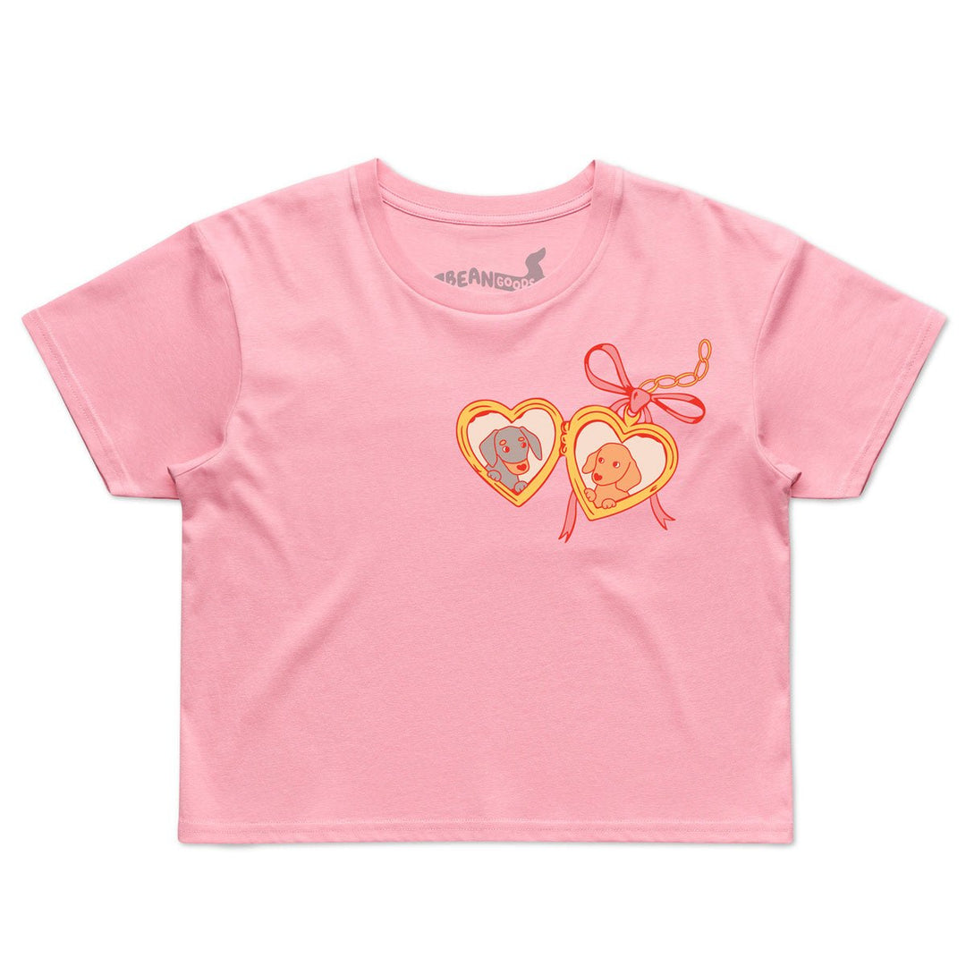 doxie locket cropped tee | bubblegum - bean goods