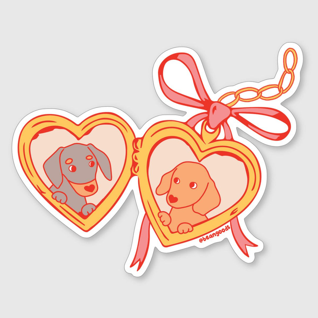 doxie locket sticker - bean goods