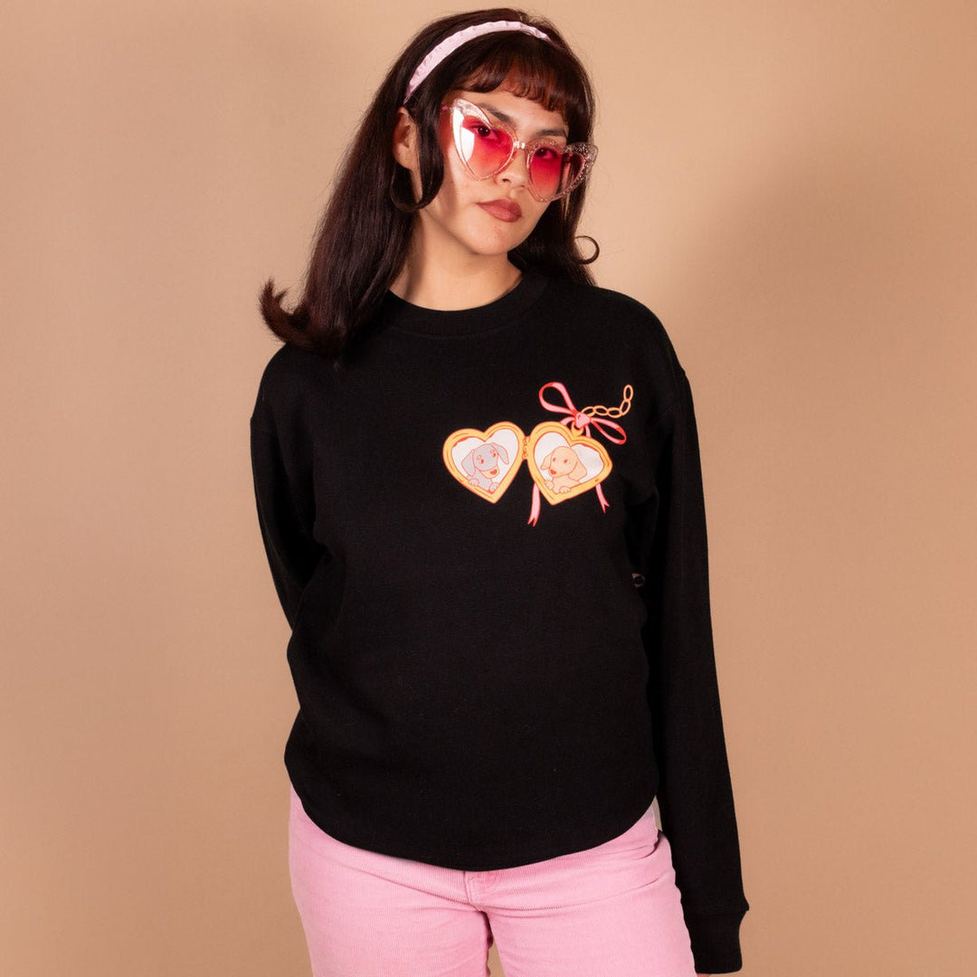 doxie locket unisex crew sweatshirt - bean goods