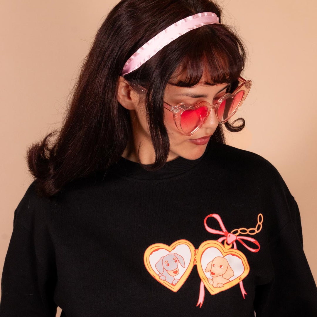 doxie locket unisex crew sweatshirt - bean goods