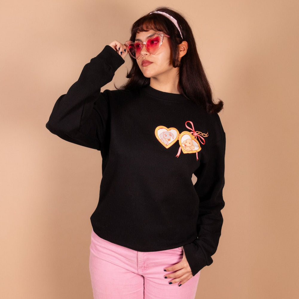 doxie locket unisex crew sweatshirt - bean goods