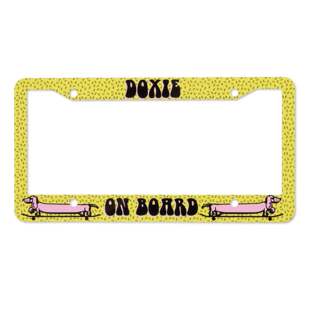 doxie on board license plate cover - bean goods