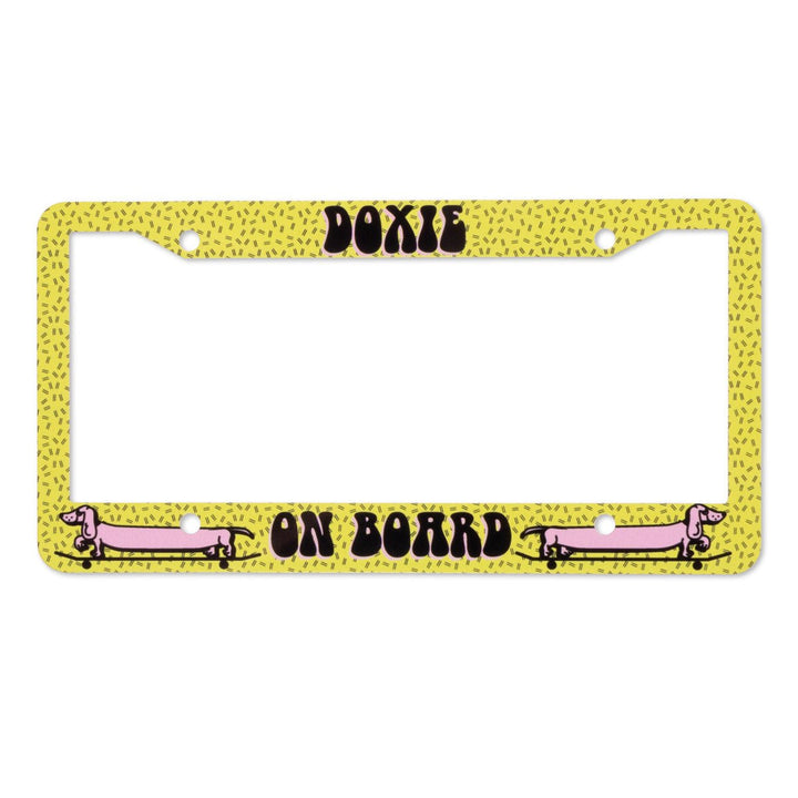 doxie on board license plate cover - bean goods