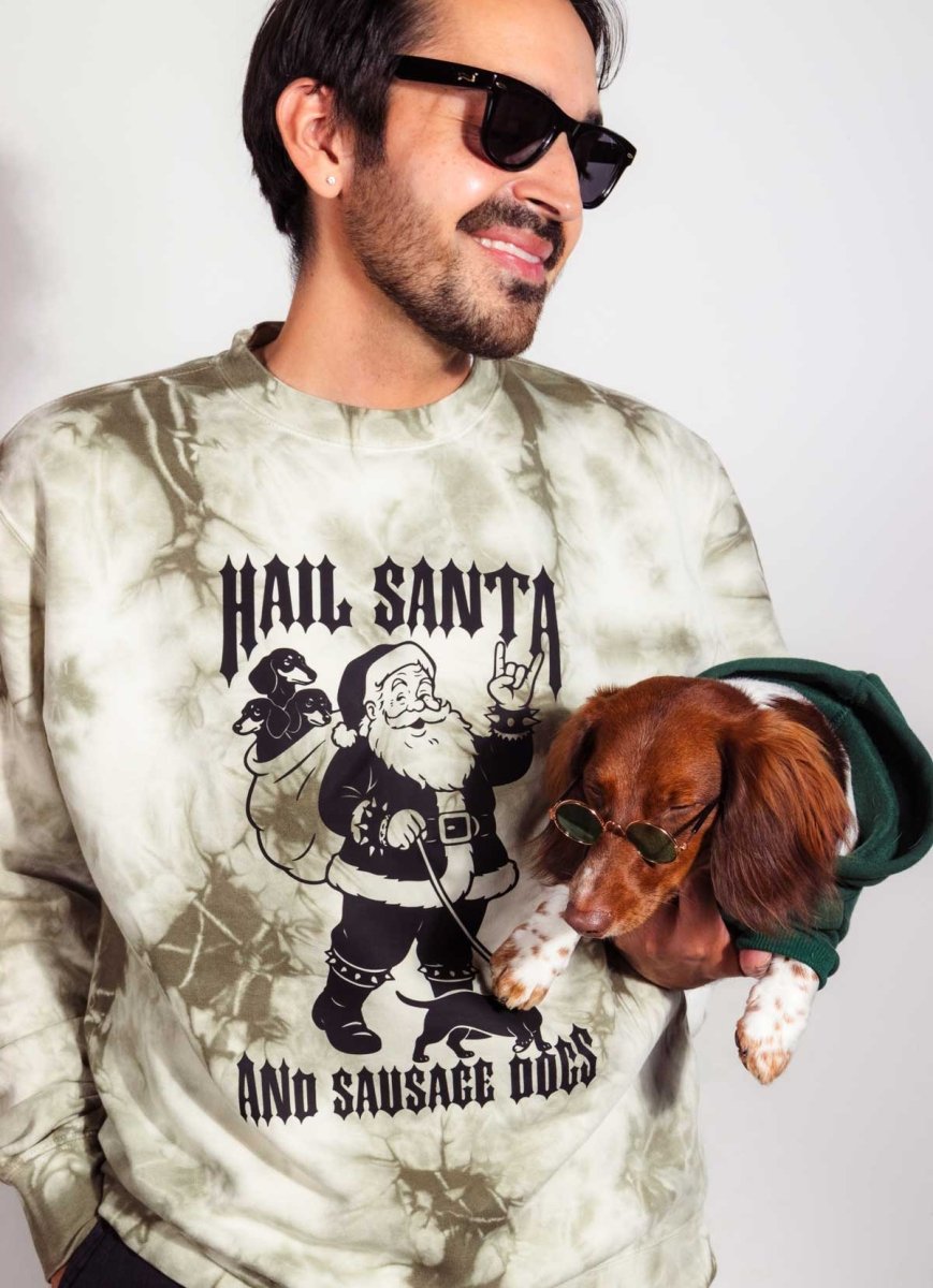 hail santa unisex tie - dye crew sweatshirt - bean goods