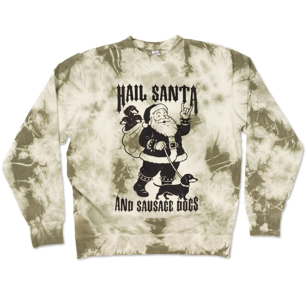 hail santa unisex tie - dye crew sweatshirt - bean goods