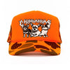heavy metal hounds trucker hat | chihuahua | orange camo