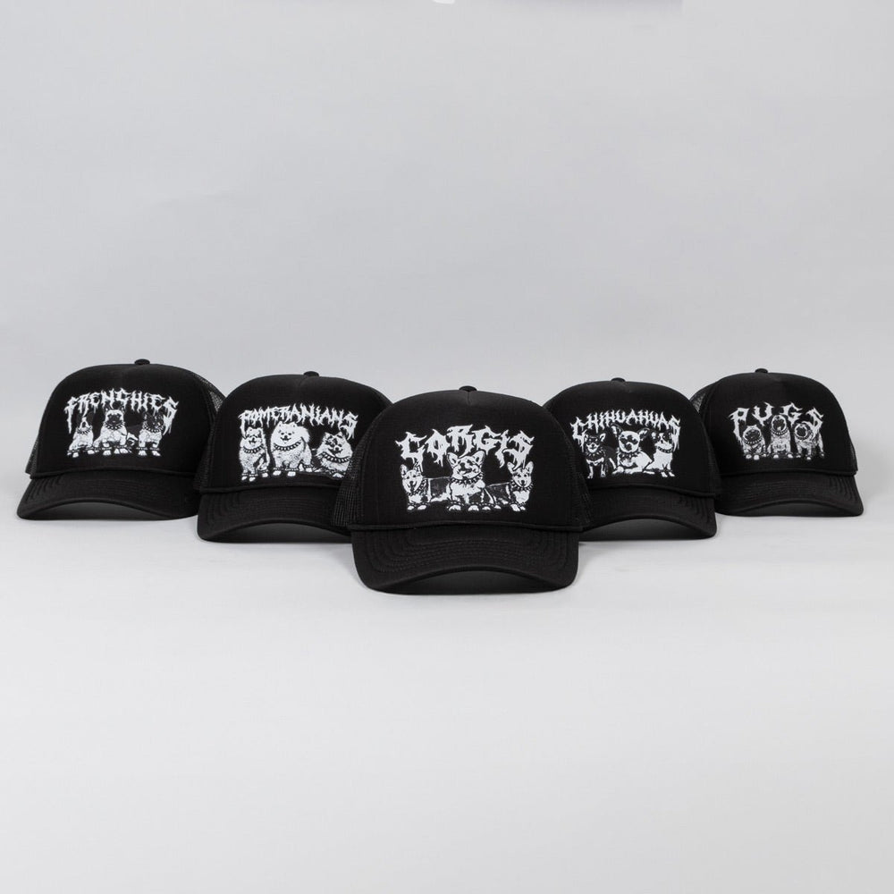 heavy metal hounds trucker hat | corgi - bean goods