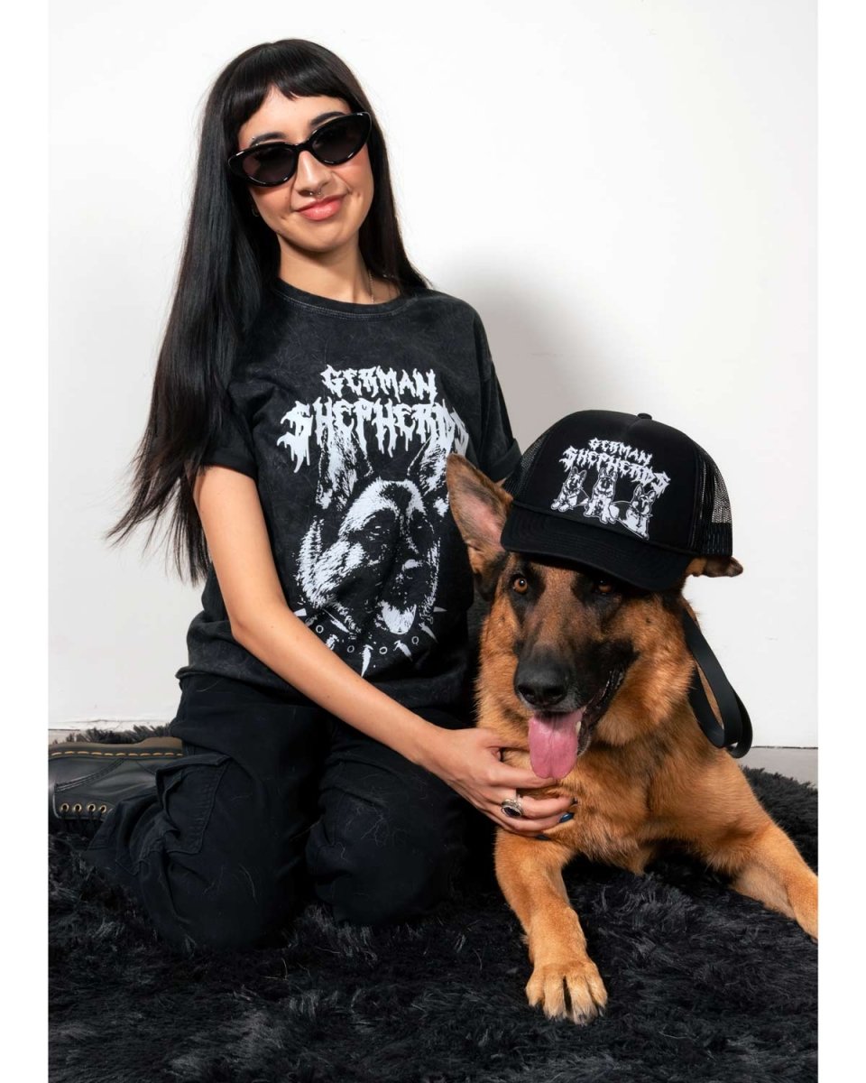 heavy metal hounds trucker hat | german shepherd - bean goods