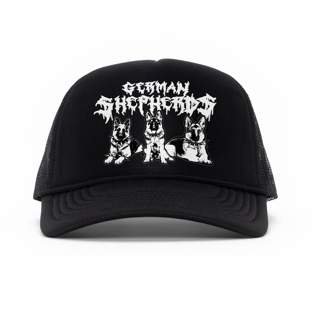 heavy metal hounds trucker hat | german shepherd - bean goods
