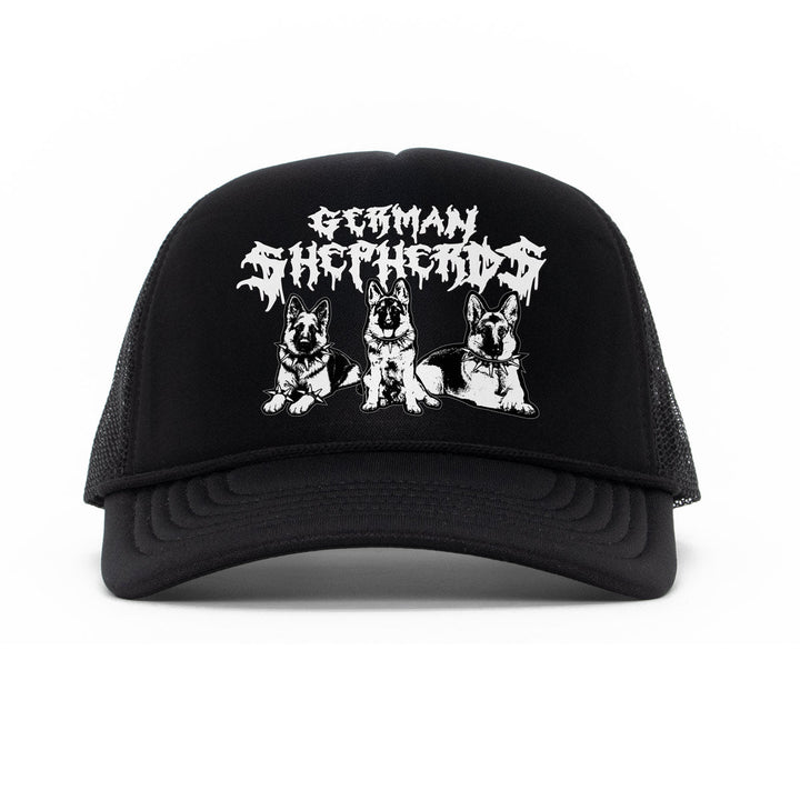 heavy metal hounds trucker hat | german shepherd - bean goods