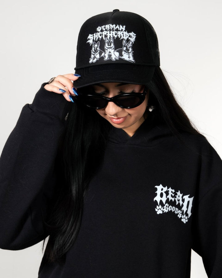heavy metal hounds trucker hat | german shepherd - bean goods
