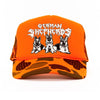 heavy metal hounds trucker hat | german shepherd | orange camo