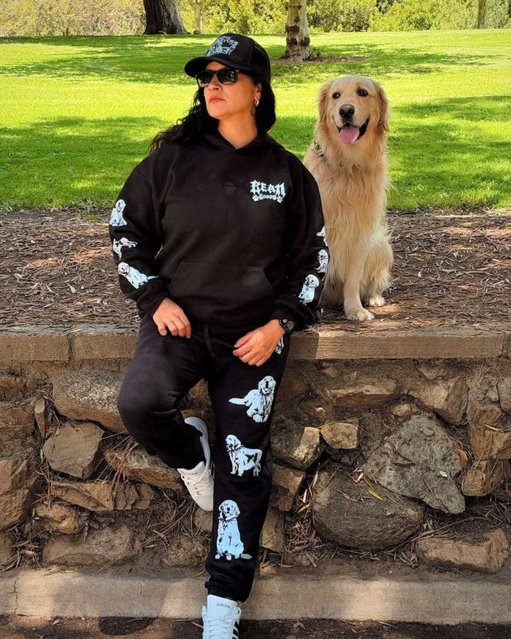 heavy metal hounds trucker hat | golden retriever - bean goods
