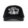 heavy metal hounds trucker hat | golden retriever