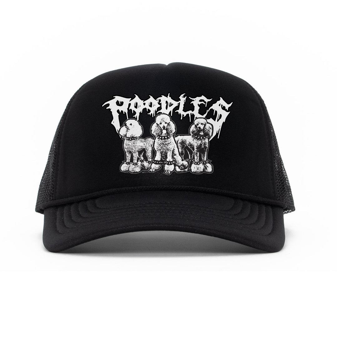 heavy metal hounds trucker hat | poodle - bean goods