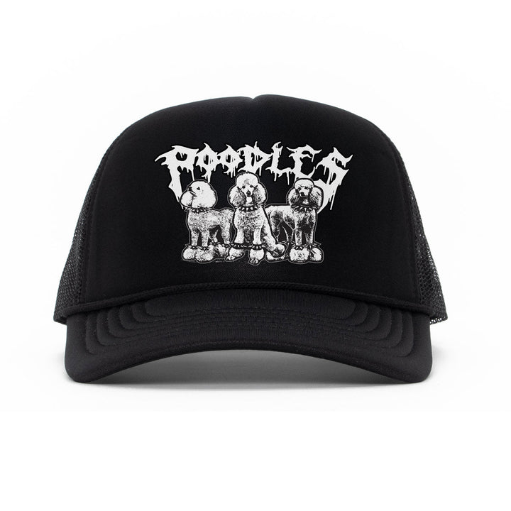 heavy metal hounds trucker hat | poodle - bean goods