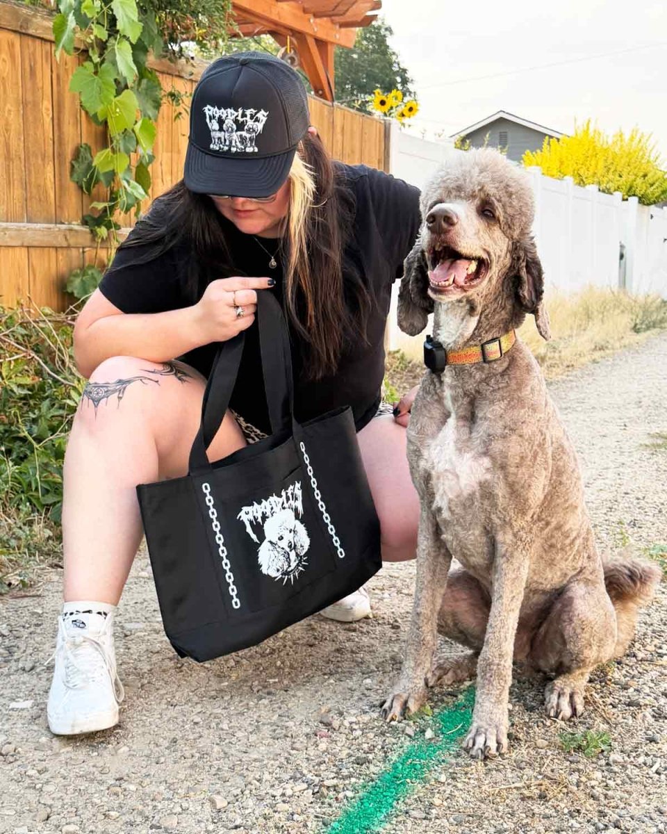 heavy metal hounds trucker hat | poodle - bean goods