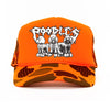 heavy metal hounds trucker hat | poodle | orange camo
