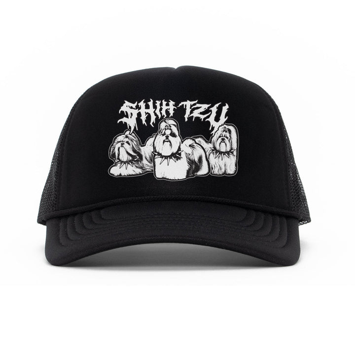 heavy metal hounds trucker hat | shih tzu - bean goods
