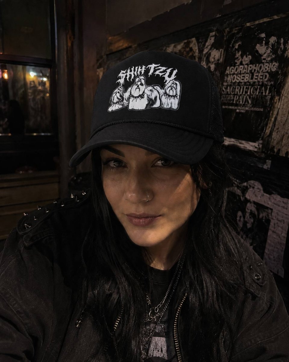 heavy metal hounds trucker hat | shih tzu - bean goods
