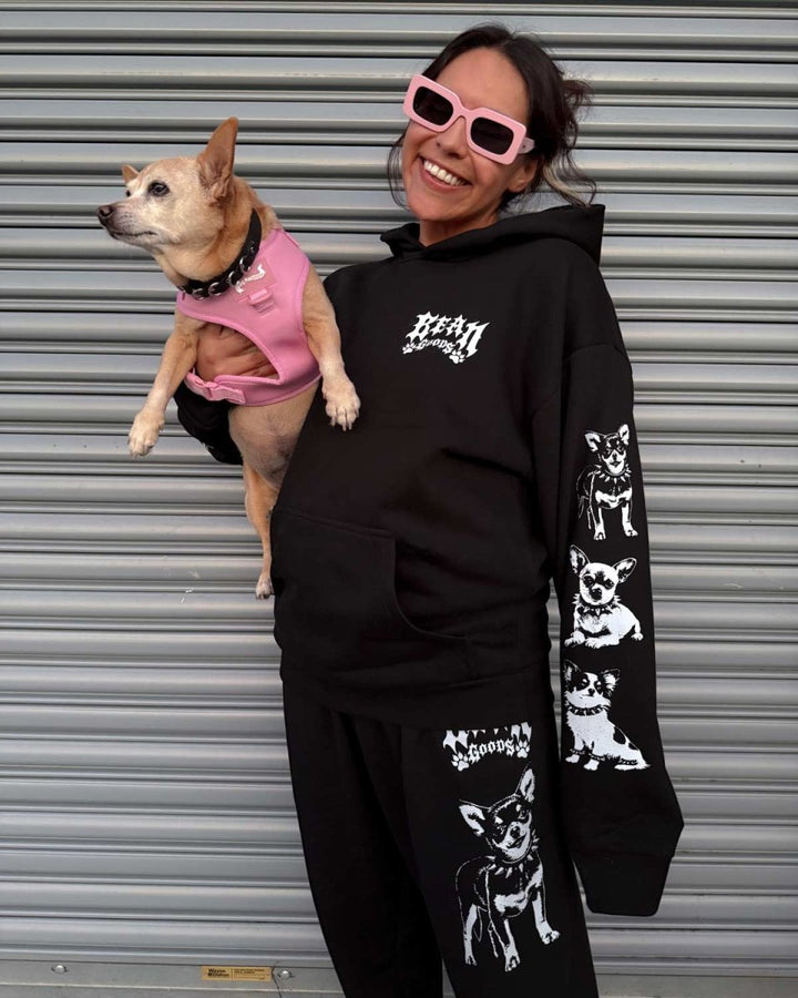 heavy metal hounds unisex hoodie | chihuahua | midnight - bean goods