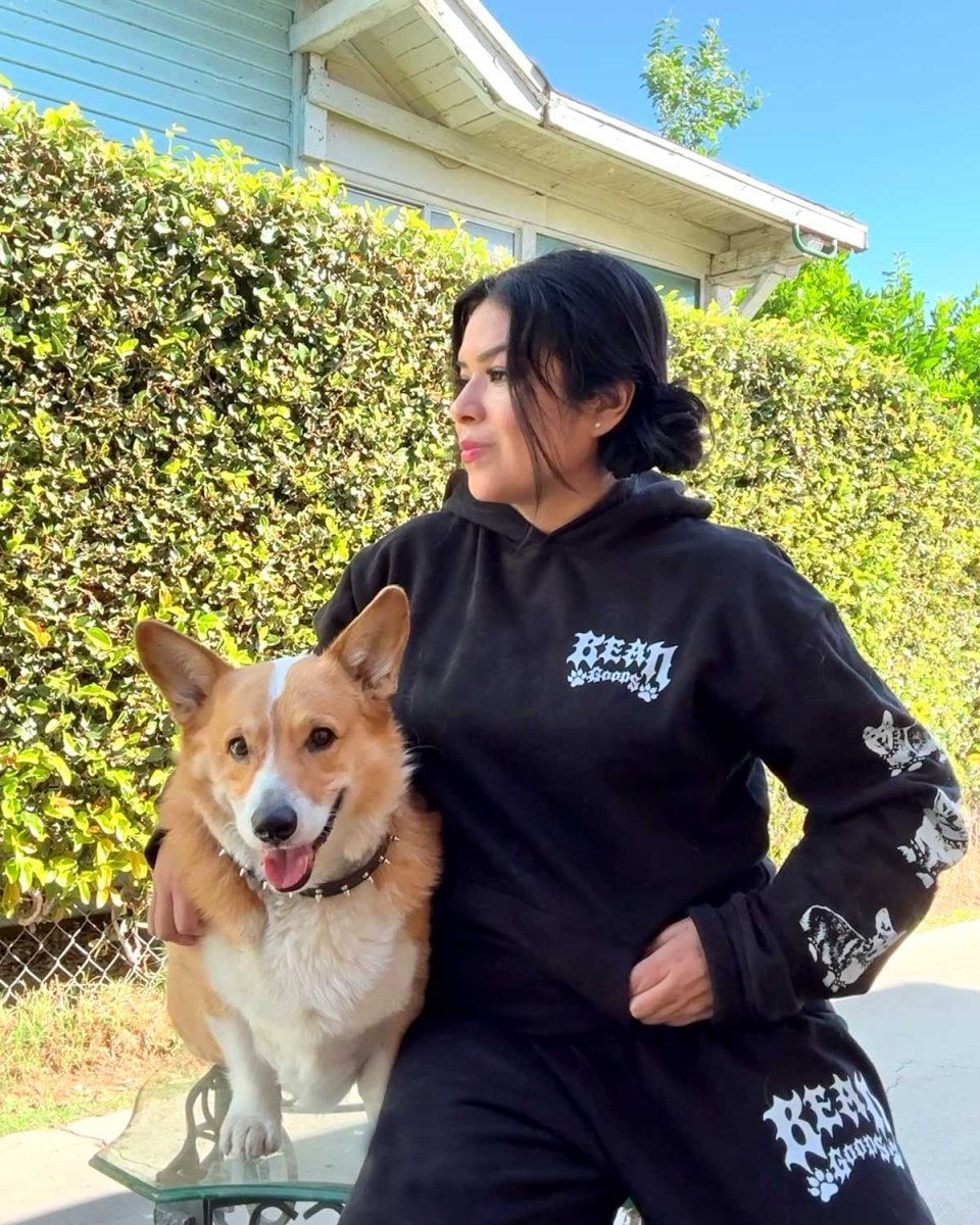 heavy metal hounds unisex hoodie | corgi | midnight - bean goods