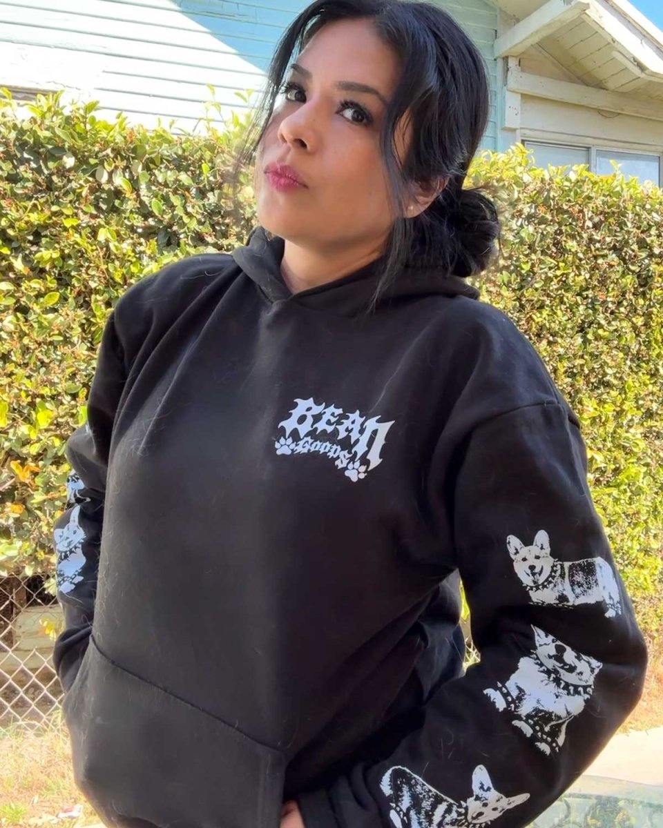 heavy metal hounds unisex hoodie | corgi | midnight - bean goods