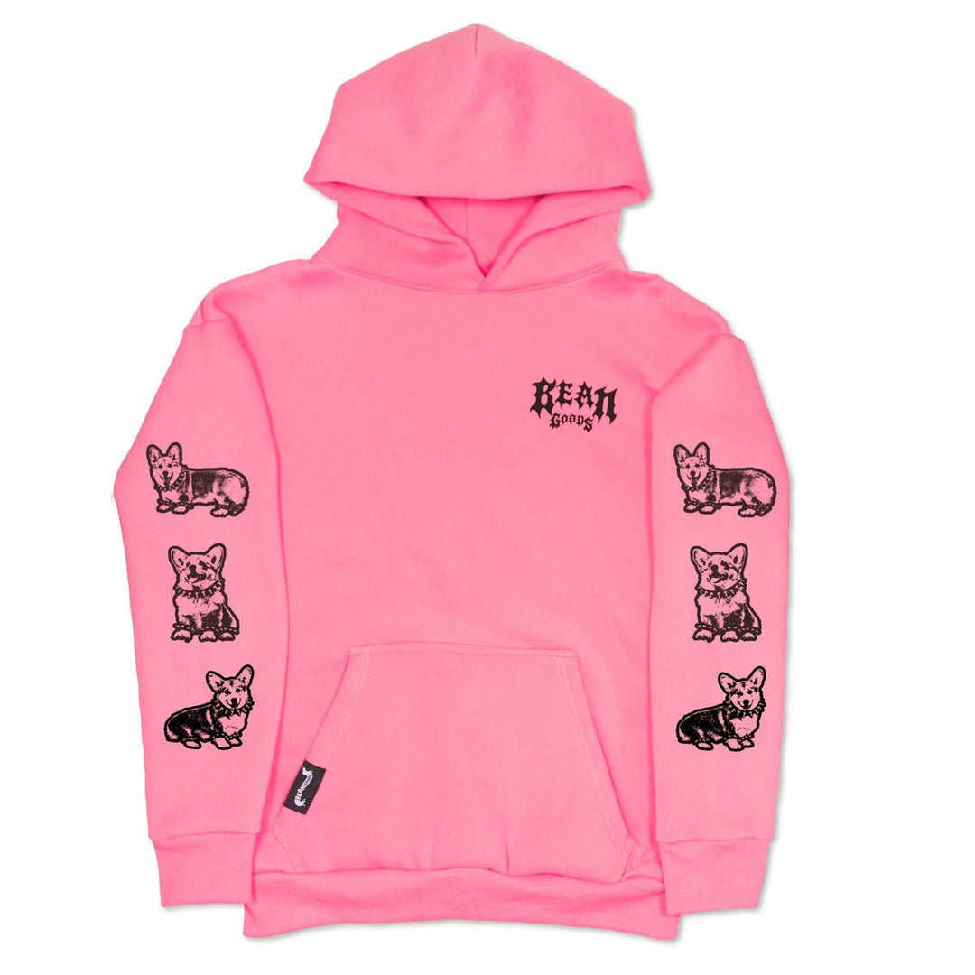 heavy metal hounds unisex hoodie | corgi | ween pink - bean goods