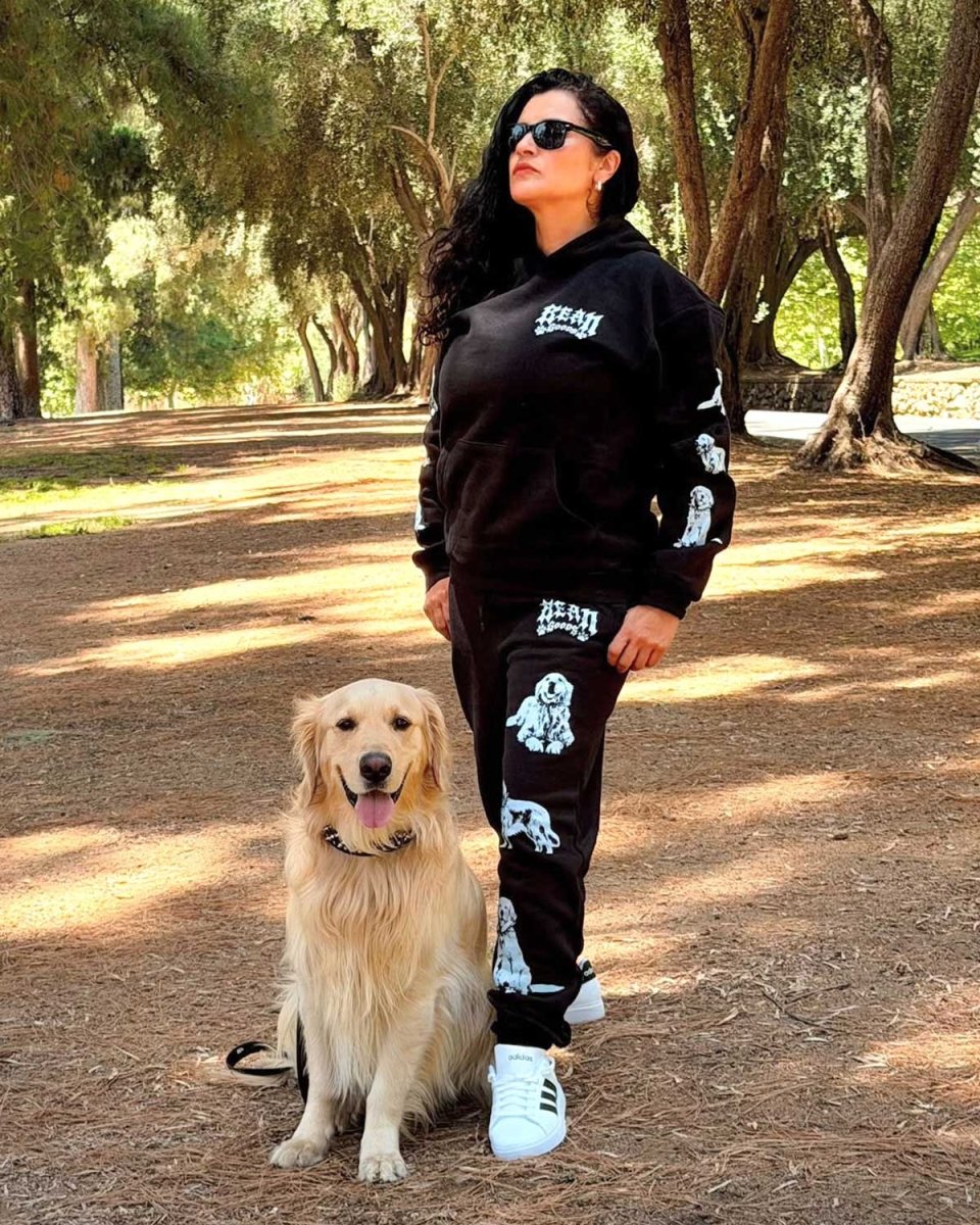 heavy metal hounds unisex hoodie | golden retriever - bean goods
