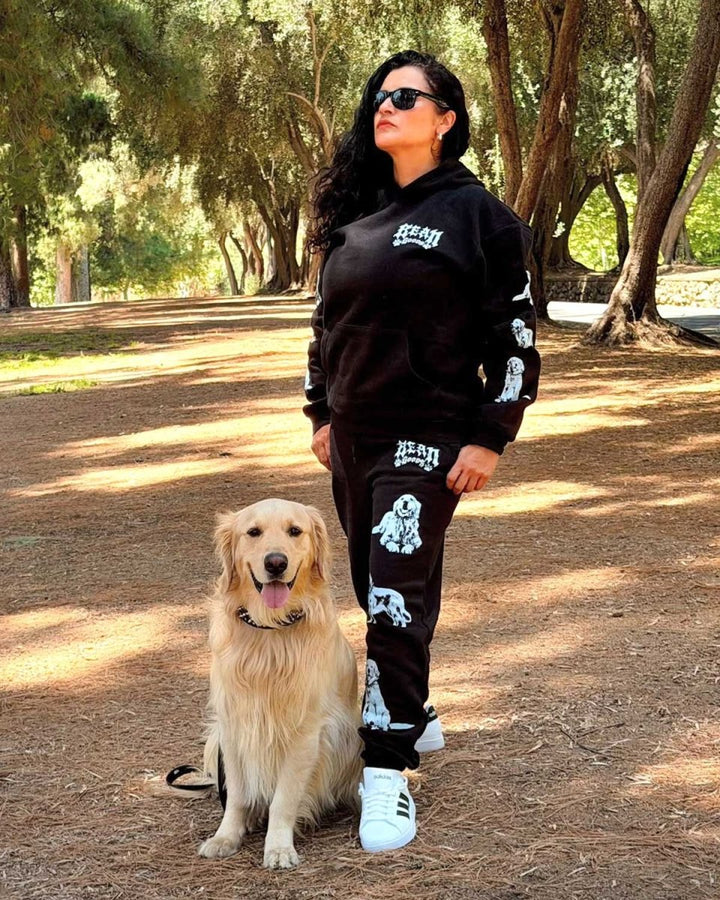 heavy metal hounds unisex hoodie | golden retriever - bean goods