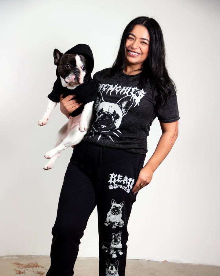 heavy metal hounds unisex scrunch sweatpants | frenchie - bean goods