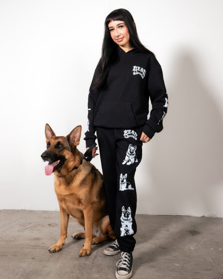 heavy metal hounds unisex scrunch sweatpants | german shepherd - bean goods