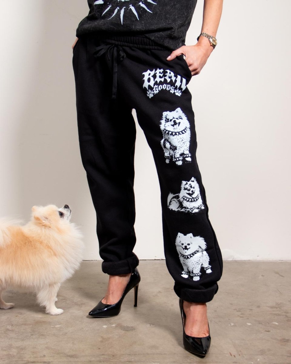 heavy metal hounds unisex scrunch sweatpants | pomeranian - bean goods