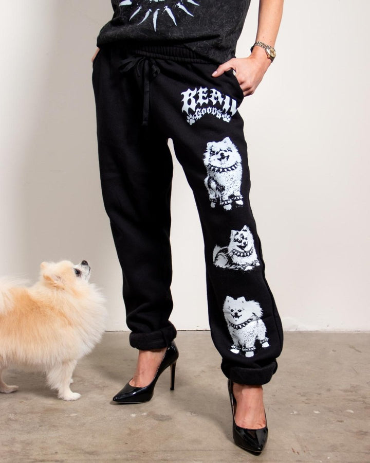 heavy metal hounds unisex scrunch sweatpants | pomeranian - bean goods