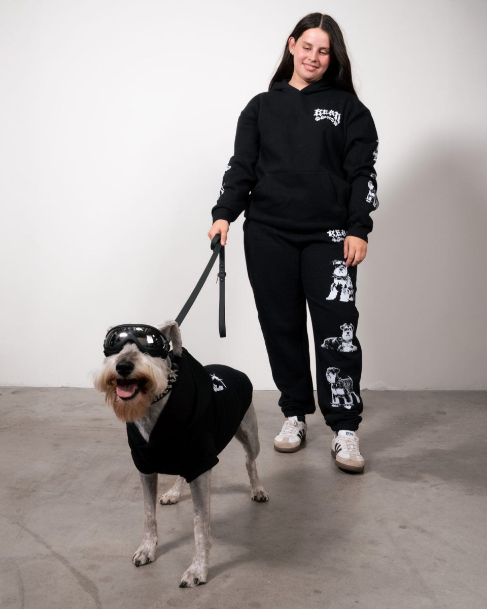 heavy metal hounds unisex scrunch sweatpants | schnauzer - bean goods