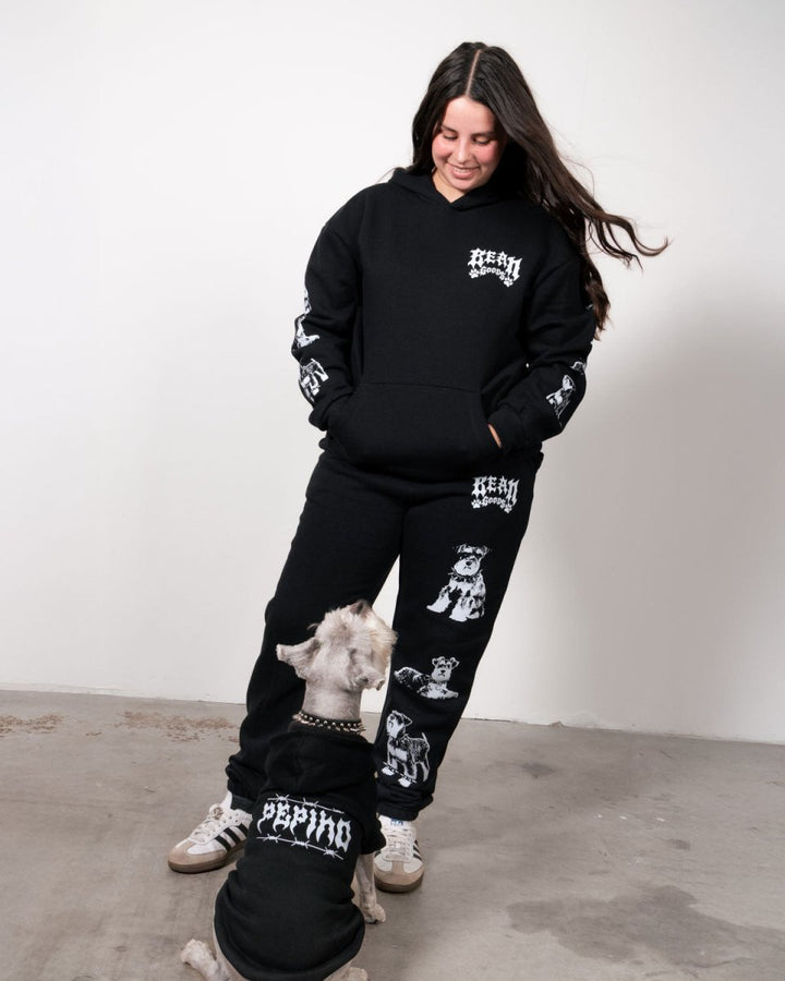 heavy metal hounds unisex scrunch sweatpants | schnauzer - bean goods