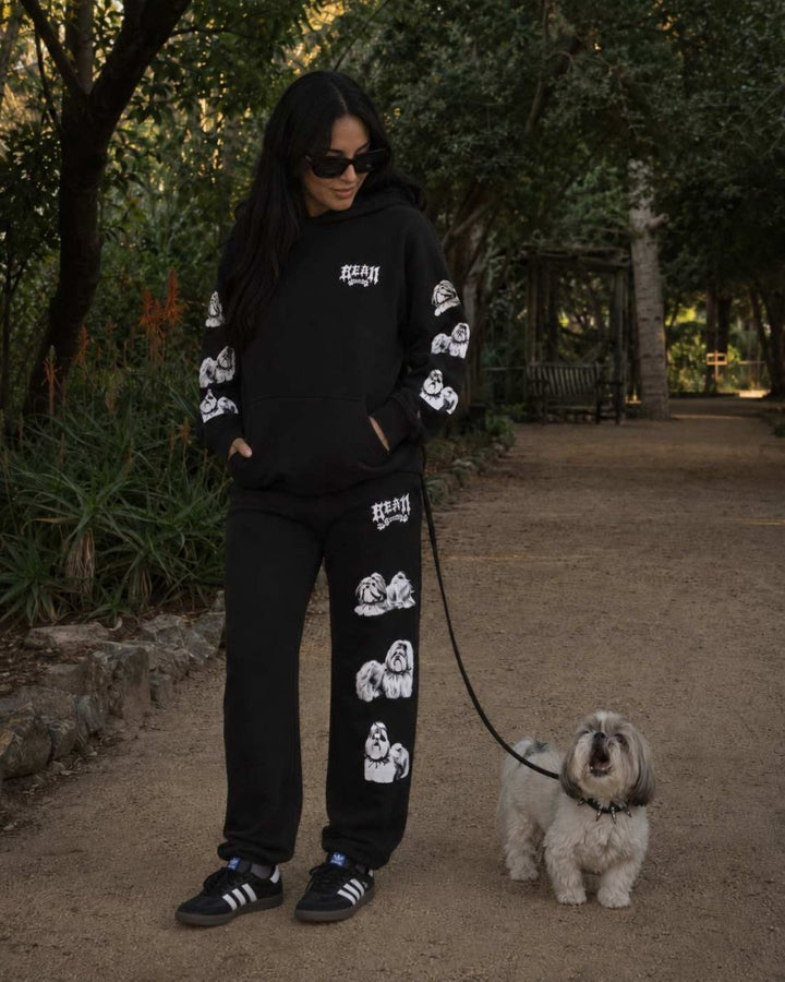 heavy metal hounds unisex scrunch sweatpants | shih tzu - bean goods