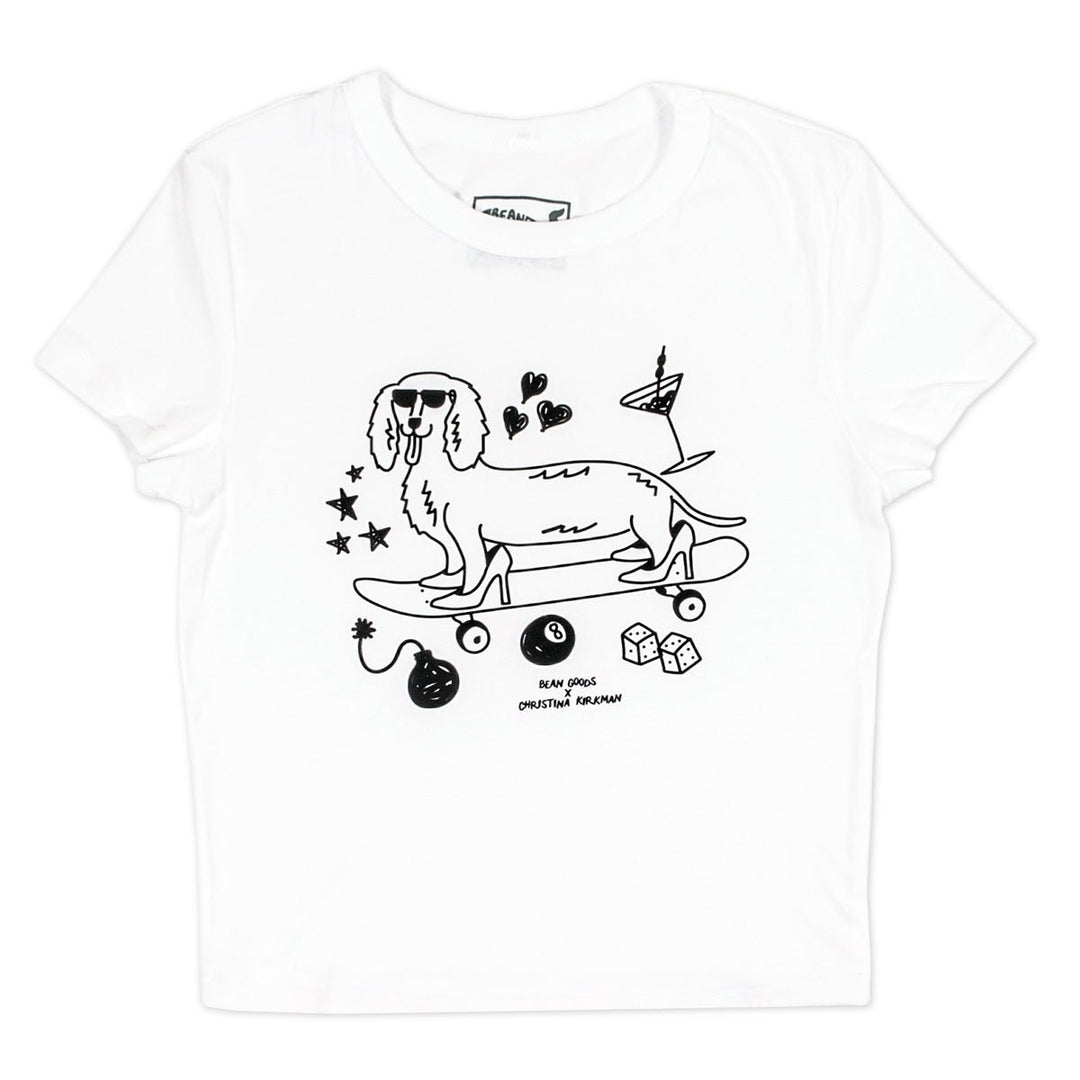 hot dogs & high heels society cropped baby tee - bean goods